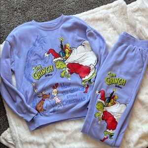 Dr. Seuss The Grinch purple sweatshirt and joggers matching Set